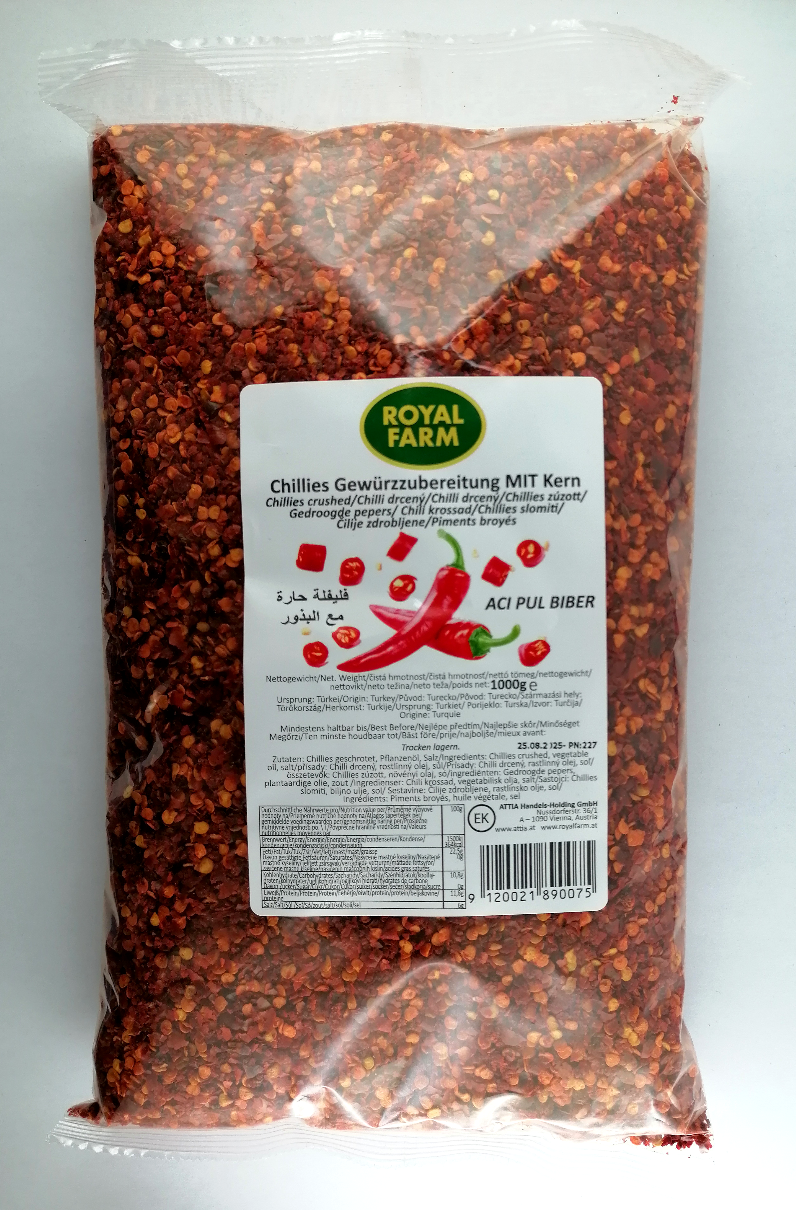 Chillies (EK) Gewürzzub. ACI Pul Biber MIT Kern 1kg Royal Farm